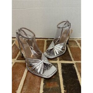 Seychelles Silver High Heel Sandals Dress To Impress Strappy Leather Women's 8